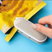 1 件塑料按压封口机密封夹，便携式封口机食品袋密封（由 2 节 AA 电池供电，不含电池）-厨房配件 - 灰色 - 查看 3