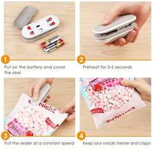 1 件塑料按压封口机密封夹，便携式封口机食品袋密封（由 2 节 AA 电池供电，不含电池）-厨房配件 - 灰色 - 查看 4