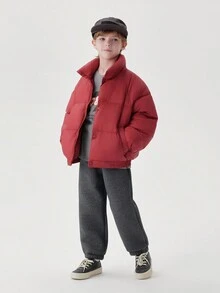 MARC&JANIE 女童休闲时尚保暖内衬宽松慢跑裤，带松紧袖口，适合冬季穿着 - 深灰色 - 查看 3