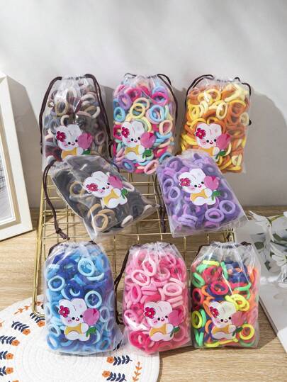 100pcs Children Small Hair Bands Baby Girl Headbands Colorful Kid Elastic Hair Tie Nylon Scrunchie Hair Rope Hair Accessories