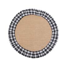 38 厘米/14.9 英寸圆形水牛格子亚麻桌垫，圣诞节和万圣节派对桌面装饰 - 黑與白 - 查看 4