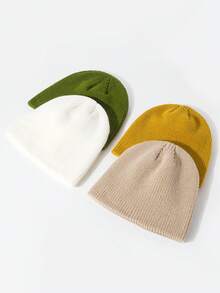 DESINISUN Mũ len đan phong cách Punk Harajuku Unisex, đường viền dày của mái vòm nhiều màu sắc ấm áp và thời trang - mũ dệt kim - Xem 7