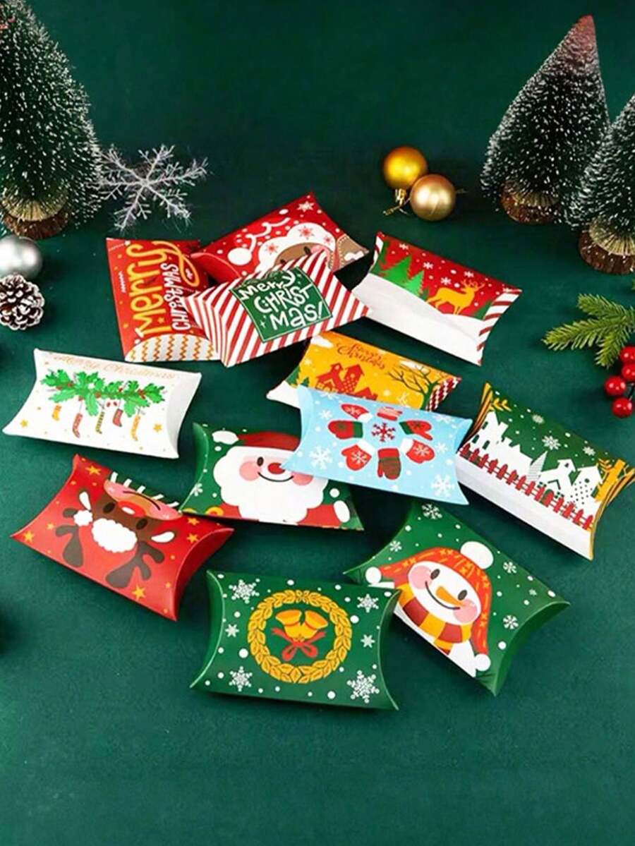 5 chiếc, Hộp kẹo Giáng sinh, Bao bì hộp gối Giáng sinh, Hộp kẹo Joy, Hộp quà Giáng sinh hình gối sáng tạo, Đồ trang trí Giáng sinh, Đồ trang trí Giáng sinh, Quà tặng Giáng sinh, Đồ dùng cho tiệc Giáng sinh, Túi quà Giáng sinh, Túi Giáng sinh, Nhãn dán Giáng sinh - Nhiều màu - Xem 1