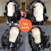 13x4 Body Wave Lace Front Wigs Human Hair 13x4 HD Transparent Lace Frontal Wig 200 Density Lace Front Wigs Human Hair Body Wave Wigs Brazilian Human Hair Pre Plucked With Baby Hair 20 Inch - Natural Black - 查看 4