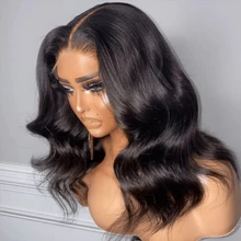 13x4 Body Wave Lace Front Wigs Human Hair 13x4 HD Transparent Lace Frontal Wig 200 Density Lace Front Wigs Human Hair Body Wave Wigs Brazilian Human Hair Pre Plucked With Baby Hair 20 Inch - Natural Black - 查看 1