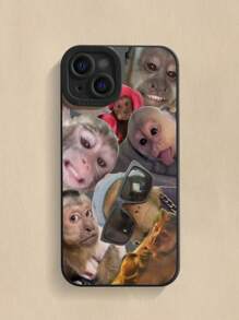 Multi-Hole Straight Edge Full Screen Monkey 5-Color Painted Shockproof Phone Case Compatible With IPhone P14 Pro Max, P13, P11, P12, XR, 7 8 GES2, XS, And Samsung Galaxy A03s, A03Core, A04, A12, A13, A14, A21s, A22, A23, A24, A32, A33 A34, A51, A52, A53, A54, A71, A72, A73, S20 FE, S21, S22, Redmi 9, 9A, 10A, 10C, Note9, Note10, Note11, Note12, 12, 12C - Multicolor - View 3