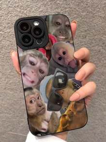 Multi-Hole Straight Edge Full Screen Monkey 5-Color Painted Shockproof Phone Case Compatible With IPhone P14 Pro Max, P13, P11, P12, XR, 7 8 GES2, XS, And Samsung Galaxy A03s, A03Core, A04, A12, A13, A14, A21s, A22, A23, A24, A32, A33 A34, A51, A52, A53, A54, A71, A72, A73, S20 FE, S21, S22, Redmi 9, 9A, 10A, 10C, Note9, Note10, Note11, Note12, 12, 12C - Multicolor - View 2