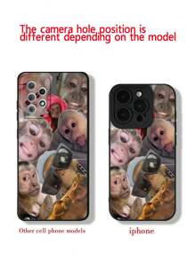 Multi-Hole Straight Edge Full Screen Monkey 5-Color Painted Shockproof Phone Case Compatible With IPhone P14 Pro Max, P13, P11, P12, XR, 7 8 GES2, XS, And Samsung Galaxy A03s, A03Core, A04, A12, A13, A14, A21s, A22, A23, A24, A32, A33 A34, A51, A52, A53, A54, A71, A72, A73, S20 FE, S21, S22, Redmi 9, 9A, 10A, 10C, Note9, Note10, Note11, Note12, 12, 12C - Multicolor - View 6