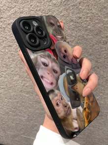Multi-Hole Straight Edge Full Screen Monkey 5-Color Painted Shockproof Phone Case Compatible With IPhone P14 Pro Max, P13, P11, P12, XR, 7 8 GES2, XS, And Samsung Galaxy A03s, A03Core, A04, A12, A13, A14, A21s, A22, A23, A24, A32, A33 A34, A51, A52, A53, A54, A71, A72, A73, S20 FE, S21, S22, Redmi 9, 9A, 10A, 10C, Note9, Note10, Note11, Note12, 12, 12C - Multicolor - View 5