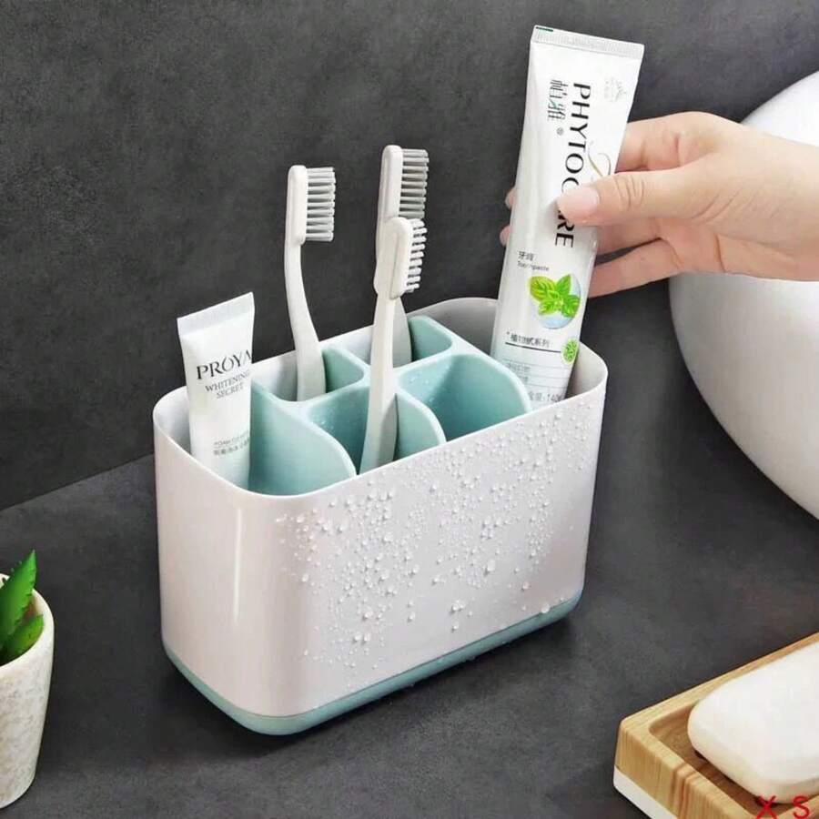 Caixa de armazenamento de escova de dente rede múltipla - Azul e Branco - Visão 1
