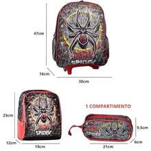 3 Piece Set Backpack Lunch Box And Pencil Case Dark Spider Spider For Boys School - 黑色 - 查看 4