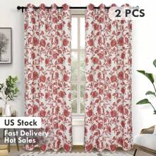 Blackout Curtains For Living Room Bedroom Lined Grommet Window Drapes Thermal Farmhouse  Curtains - 亞麻紅 - 查看 1