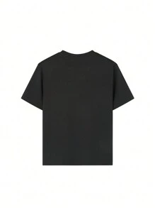 Camiseta de manga corta con estampado de esqueleto en pose de moda para niño preadolescente, adecuada para niños de 7 a 14 años
