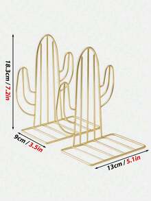 2pcs Nordic Style Iron Cactus Shaped Bookends,  Creative Cute Book Organizers For Student Office Desktop, Desktop Storage And Decoration - Multicolor - View 2