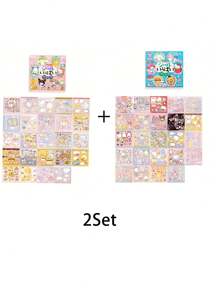 Sanrio Sanrio Kuromi Hello Melody Cinnamoroll Cartoon Character Kitty Cat Collection Cute Sticker Book Cartoon Handbook DIY Stickers (Some Parts May Be Random)