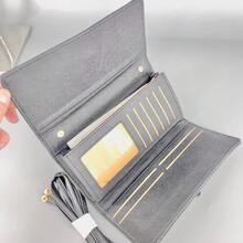 Women's Tri-Fold Wallet With Crossbody Strap With Zipper And Snap Closure YOYOBEL-2 - 黑色 - 查看 3