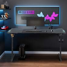Froadp Freestanding Desk, Ergonomic For Gamer 120x60cm/140x60cm With Carbon Fiber Plate, Cup Holder And Headphone Jack - Black - View 10