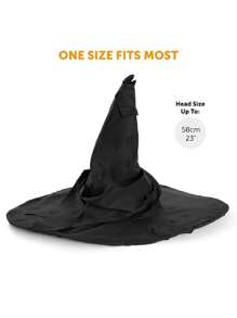 I LOVE FANCY DRESS Black Wizard Hat Black Witch Hat Magical World Fantasy Costume Halloween Cosplay Movie Wizard Witch Role Playing Game Halloween Decoration - Black - View 6