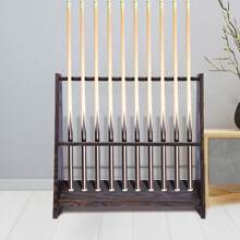 ZhdnBhnos LINSIE Billiard Cue Rack Wooden Pool Stick Stand Cue Holder Billiards Club 10 Holes Pool Stick Holder Floor Standing Golf Clubs Billiard Rods Bracket Shelf The Best Gift/Present For Family&Friends Happy Christmas - Brown - View 1