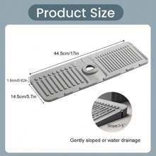 2pcs Silicone Kitchen Sink Splash Guard, Sink Faucet Mat - Fast Drying Stone Sink Tray For Kitchen/Washroom Sink Drip Catcher Tray Fit For Home Organizers&Storage - Grey - View 6