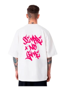 Oversized Loove Smile Emoj Aesthetic T-Shirt - 白色 - 查看 1