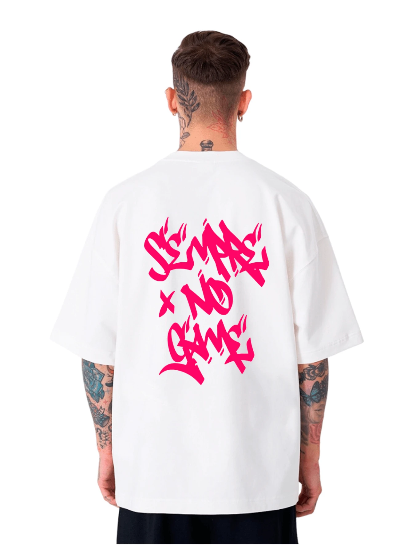 Oversized Loove Smile Emoj Aesthetic T-Shirt - 白色 - 查看 1