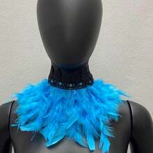 1pc Feather Necklace Collar, Steampunk Party Festival Gothic Collar Shawl, Carnival Accessory, Valentine's Day Costume - Hpwb - View 12
