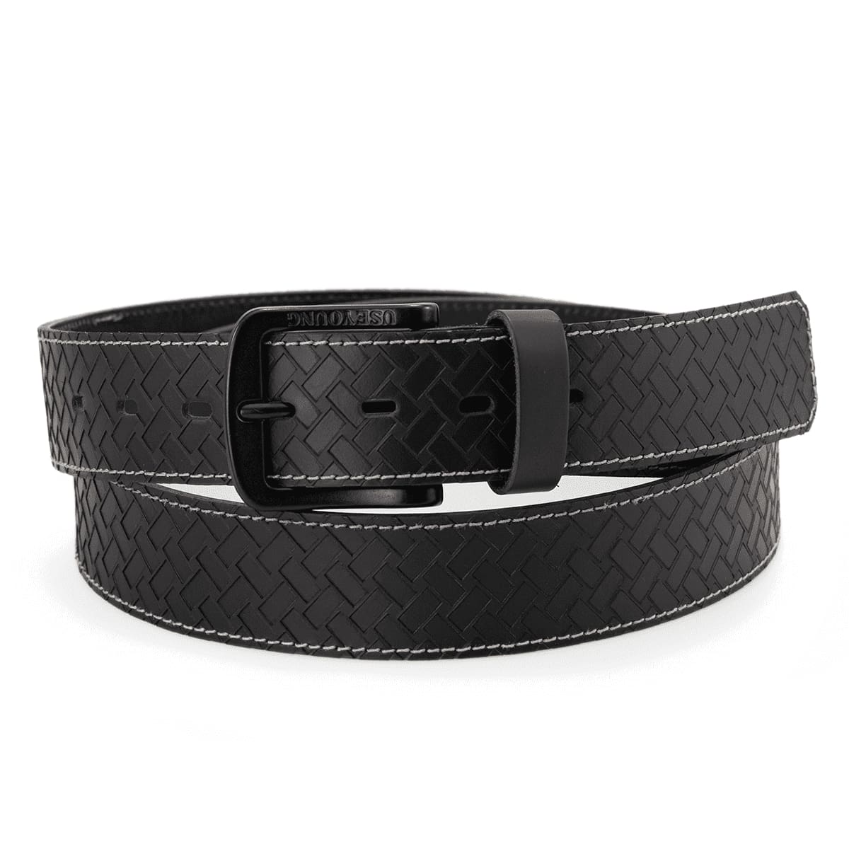 Cinto Em Couro 40mm Largura Masculino Estampado Gravado Fivela PretoCasualVintageFestaLooks para o TrabalhoNegóciosCouro genuínoBordado - Preto - Visão 1