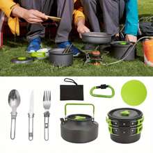 15pcs Camping Cookware Kit Hiking Picnic Cooking Bowl Pot Pan Knife Spoon Set - Variant1 - View 7