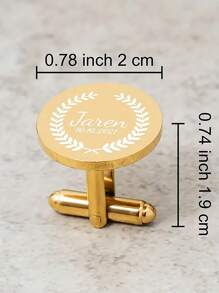 2 件定制名字袖扣，个性化伴郎袖扣，婚礼袖扣，不锈钢袖扣，男士生日周年纪念礼物 - 銀色 - 查看 6