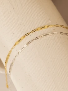 极简主义定制名字项链，女士多条吊坠项链，搭配回形针链，个性化珠宝，可定制刻字，多名字吊坠项链，生日礼物，情人节礼物，家庭礼物，金色，时尚，多彩，复古，潮人，简约，Y2K，2000年代时尚，定制，个性化，独特，送给他的理想礼物，送给她的理想礼物，送给男友，女友，爸爸，妈妈，家人，朋友，周年纪念日，生日，毕业典礼，舞会，派对，女士珠宝，定制时尚刻字项链，复古服饰 - 金色 - 查看 7