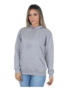 Women's Plain Sweatshirt Cold Weather Hooded Top - 灰色 - 查看 1
