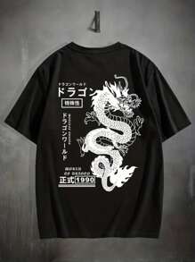 Streetwear Dragon Orient Basic Cotton T-Shirt - màu đen - Xem 1