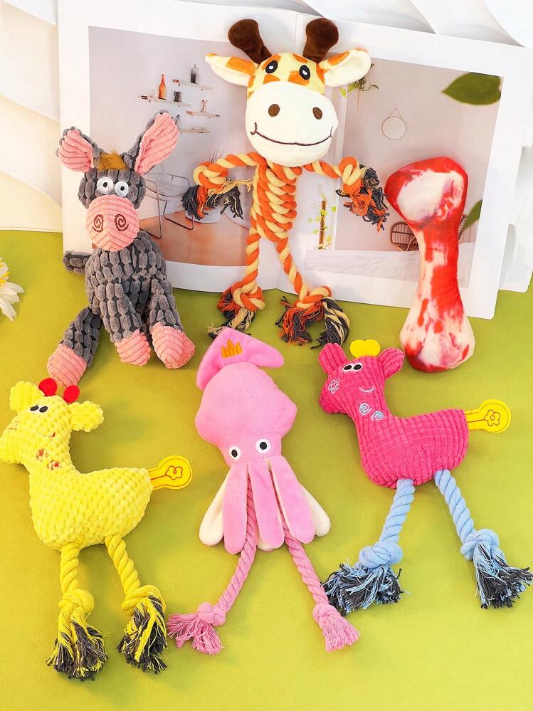 可愛粉色章魚毛絨玩具，附帶聲音，適用於狗和貓咬啃的寵物玩具 - 粉色 - 查看 17