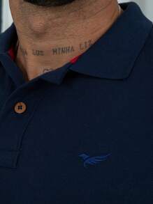 Men's Short Sleeve Piquet Polo Shirt - Navy Blue - View 3