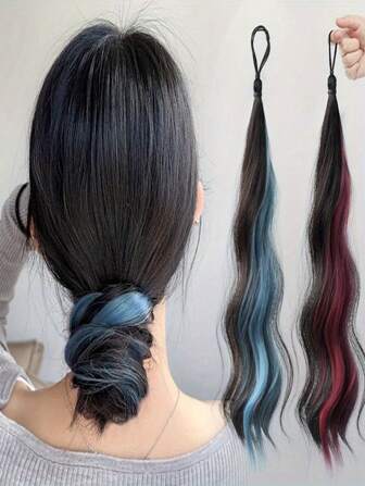 1pc Vrouwen Casual Party Street Polyester Fiber Wig - Zelf Krullende Knot, Dip-Dye Paardenstaart, Slouchy Haar Knot Maker, Pruiken Scrunchie Voor Dagelijks Woon-werkverkeer, Dates, School, Winkelen, Reizen, Thuis, Bijeenkomsten Pruik