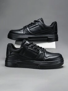 2024 新款男士黑色平底休闲运动防滑耐穿时尚潮流户外休闲步行鞋 - 黑色 - 查看 1