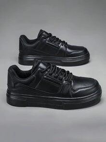 2024 新款男士黑色平底休闲运动防滑耐穿时尚潮流户外休闲步行鞋 - 黑色 - 查看 3