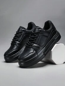 2024 新款男士黑色平底休闲运动防滑耐穿时尚潮流户外休闲步行鞋 - 黑色 - 查看 2