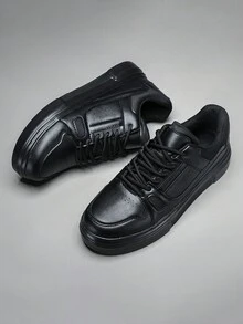 2024 新款男士黑色平底休闲运动防滑耐穿时尚潮流户外休闲步行鞋 - 黑色 - 查看 4