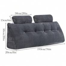 Wedge Headboard Pillow + Head Roll Pillow Bed Wedge Pillow For Headboard Bolster Soft Large Comfy Reading Pillows For Beds Sofas Back Lumbar Bolster Support Pillow - Bedroom Wedge Cushions - Grey - View 4