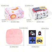 1 套婴儿蒙特梭利软纸巾盒玩具感官学习布玩具多功能彩色纸巾盒玩具适合婴儿，圣诞节