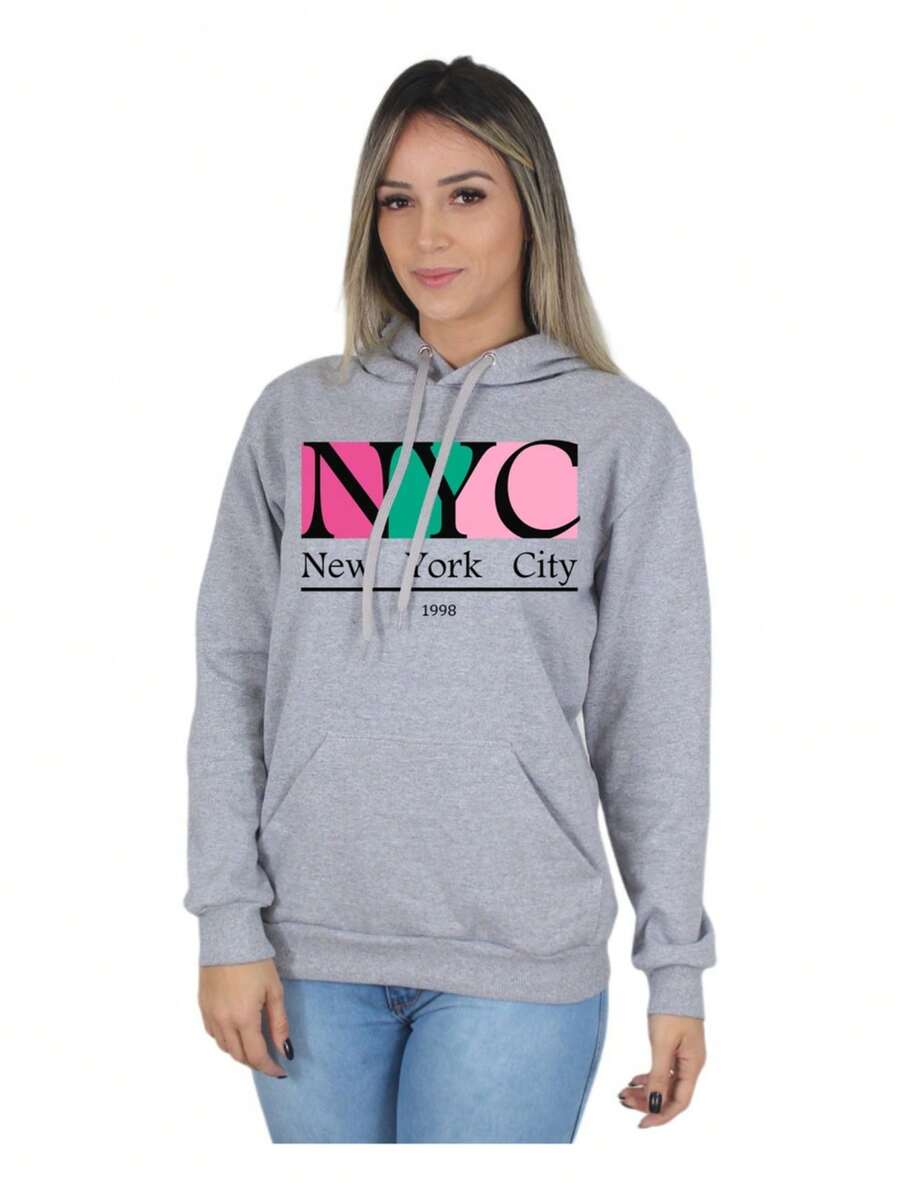 Women's Sweatshirt Casual Cold Weather Top New York City 1998 - Xám - Xem 1