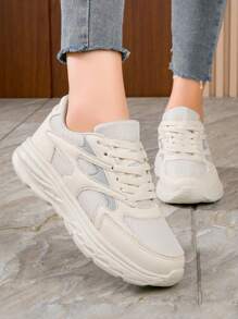 Pantofi cu platformă versatilă de culoare uni noi, pantofi casual pentru femei, pantofi de alergare - Gri - Vizualizare 1