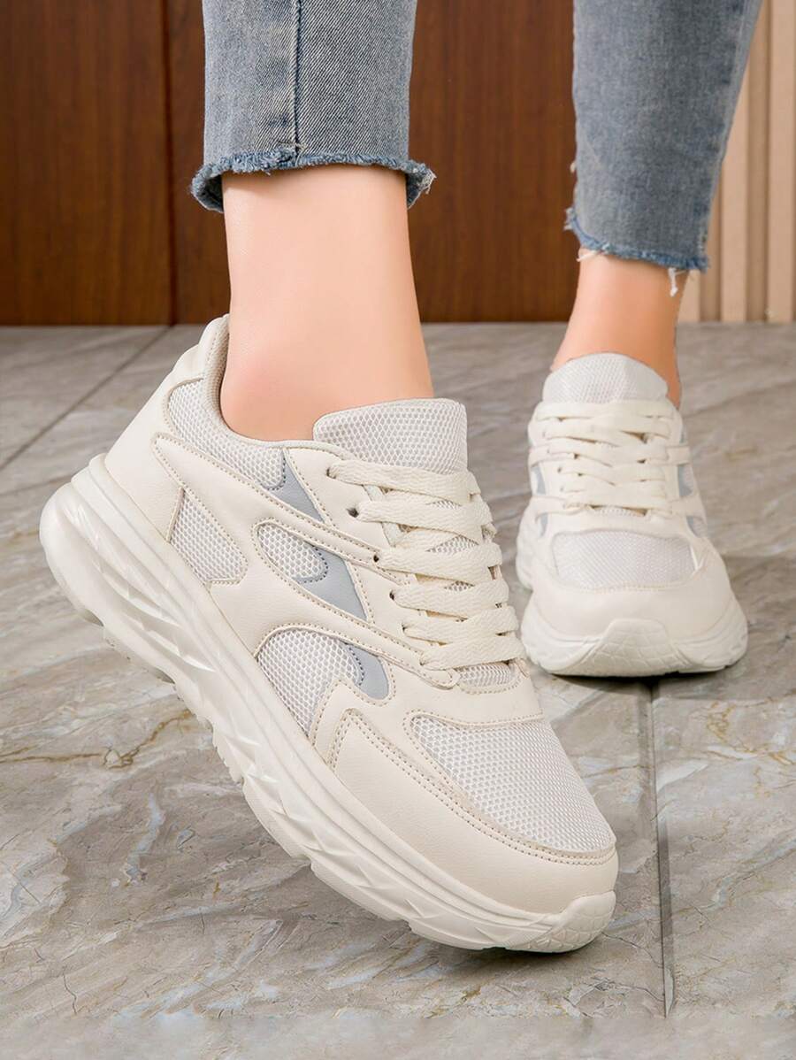 Pantofi cu platformă versatilă de culoare uni noi, pantofi casual pentru femei, pantofi de alergare - Gri - Vizualizare 1