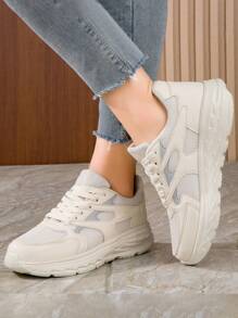 Pantofi cu platformă versatilă de culoare uni noi, pantofi casual pentru femei, pantofi de alergare - Gri - Vizualizare 4