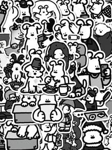 62 张黑白狗可爱卡通贴纸 个性化 DIY 手册 手机、iPad、水杯、笔记本电脑防水贴纸 - 彩色 - 查看 2