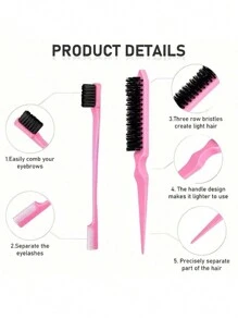 4 件套卷发造型刷套装，家用空心卷发梳，按摩梳，麦秸卷发梳，三尖尾设计，轻松打造波浪和弹性卷发，女士尼龙气垫梳，鼠尾梳双面刷眉刷专业美发配件，带 ABS 塑料手柄，增强造型的理想护发工具