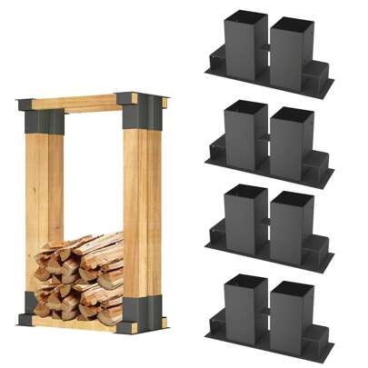  Froadp Wood Stacking Aid, Stable Firewood Holder, Set Of 4 Log Racks, Wood Shelf For Indoor And Outdoor Use, Black