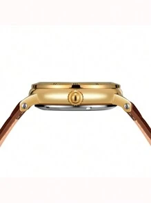 1件装奢华时尚金色镂空自动机械男士腕表，夜光指针，真皮表带，经典商务休闲男士腕表，附赠礼盒 - 金色 - 查看 8